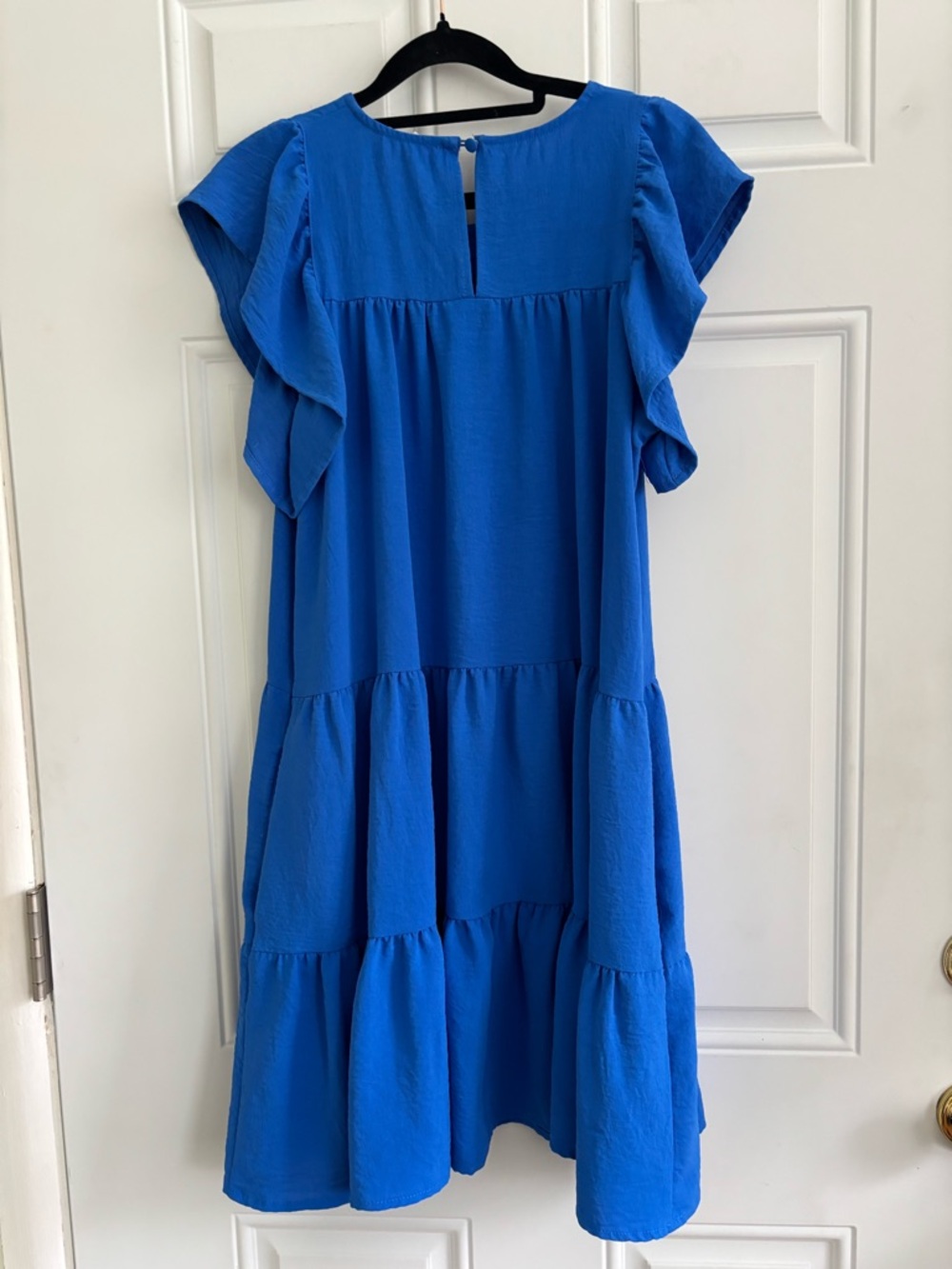 Newbury Kustom Royal Blue Tiered Ruffle Dress, Size Small - Picture 7 of 12